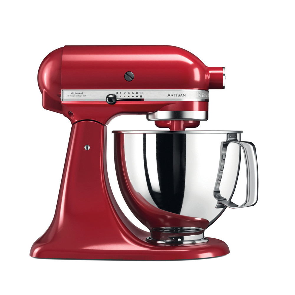 Robot de cocina batidora amasadora Kitchenaid 5KSM125EER, 4.8 litros, 4 accesorios, rojo